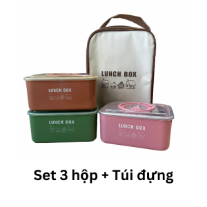 Hộp cơm giữ nhiệt Lunch Box Inox 304 HÌNH CHỮ NHẬT có thể tháo rời quay được lò vi sóng chống tràn hiệu quả