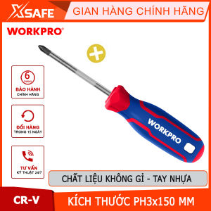 Tua vít đầu hoa thị tay cầm bọc nhựa cao su 3 màu chống trơn trượt kích thước PH3x150mm thép hợp kim CR-V Workpro - WP221032