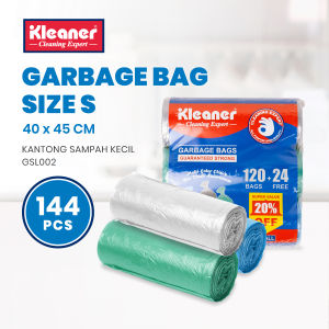 Kleaner Kantong Plastik Sampah 40 x 45 Cm 3 Roll 144 Pcs Trash Bag Size S Garbage Bag Serbaguna GSL002