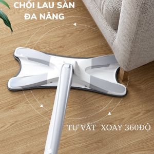 Chổi Lau Nhà Tự Vắt Xoay 360 Độ Chữ X Gấp Gọn Kéo Dài 1M4 Lau Sàn Siêu Sạch Siêu Thấm - Hàng Chính Hãng