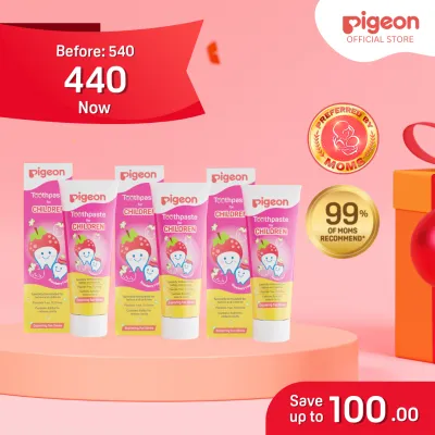 Pigeon Official - Toothpaste Strawberry 0+ Months 3pcs - 100% Food Grade Ingredients SLS/Fluoride Free Safe if swallowed Gentle on new milk teeth made with Xylitol agent Co-developed with Pediatric Dentist Japan No. 1 Brand
