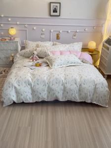 夏季公主风水洗棉床单款四件套学生宿舍卧室单双人三件套床上用品Summer Princess Feng shui washed cotton bed sheet four-piece student dormitory bedroom single double three-piece bedding