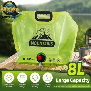 Allieuka Camping Water Bag Portable Folding Water Storage With Tap Food Grade Leak Proof Eight Liter