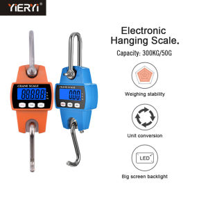 【Cod】Portable Mini Crane Scale Led Display 300kg Industry Crane Scale Weight Heavy Duty Hanging Hook Portable Liquid Crystal Electronic Digital Scale Industrial Crane Scale With Hook