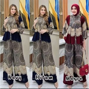 Set Baby Doll Setelan Celana Wanita Dewasa Busui Bahan Rayon Premium Motif Kekinian Terbaru