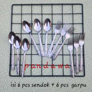 Set Sendok Garpu Stainless Steel Motif Floral Elegan 6 Pcs