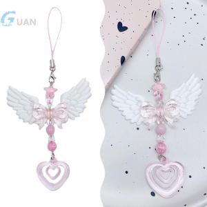 [COD] GUAN ห่วงโซ่ห้อยโทรศัพท์มือถือรูปโบว์รูปหัวใจน่ารักสำหรับเด็กผู้หญิงกระเป๋าพวงกุญแจแฟชั่นหวานๆสำหรับตกแต่งของขวัญ