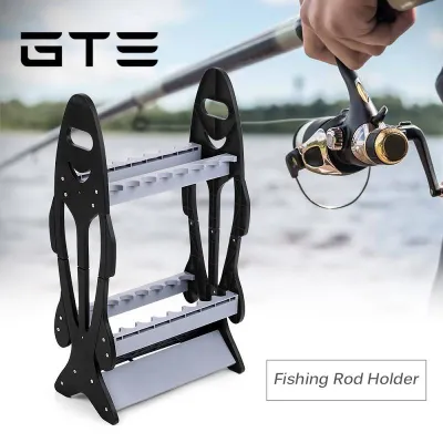 GTE Lightweight Easy Take Fishing Rod Rack Pole Holder Stand Organizer Rack For 16 Rods Outdoor Fish Rod Holder - Fulfilled By GTE SHOP