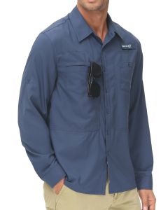 Mens UPF 50+ Long Sleeve Fishing Shirts Sun Protection Breathable Hiking Work Shirt Casual Button Down Shirt with Zipper Pocket2026