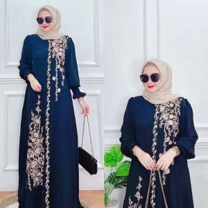 Naysila Dress Baju Muslim Wanita Remaja Dewasa Ibu Ibu Busui Resleting Depan Bordir Lengan Panjang Bahan Adem Crinkle Airflow Gamis Bunga Cringkle Model Terbaru Lebaran 2024 Aestthetic OOTD Hijabers Kondangan Pesta Wedding Pernikahan Modern COD
