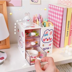 Hộp nhựa đựng washi tape đồ dùng học tập trang điểm Tặng Sticker trang trí siêu xinh khay 5 NGĂN đa năng