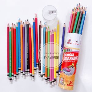 Ống 12-18-24-36 Cây Bút Chì Màu Xóa Được Gstar CP4-24DT (Loại tốt) nắp kèm gọt lên màu tươi và đẹp