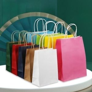 10Pcs Kraft Paper Bag Gift Bag Clothing Store Shopping Bag Gift Paper Bag Wholesale Kraft Paper Bags Thickened Takeaway Paper Bag