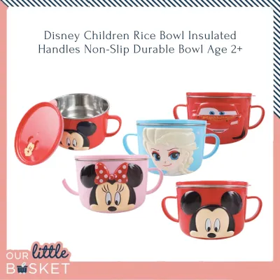 Disney Children Rice Bowl Insulated Handles Non-Slip Durable Soup Bowl Kids Learning Tableware Gift Age 2+