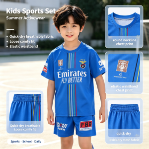 AILEBE Kids Sets Quick-Dry Short Sleeve Top Shorts Set Lightweight Breathable Summer Activewear Loose Comfy Fit With Elastic Waistband Perfect For Sports School Daily Pambahay OOTD Baby Boys 1-6 Years