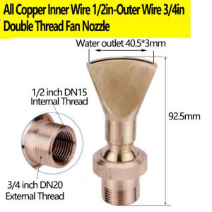 Adjustable Brass Fan Shaped Fountain Nozzles 1/2"3/4" 1"1.5"Landscape Spray Head Adjustable Brass Fan Shaped Fountain Nozzles Duck Tail Jet Sprinkler Garden Landscape Ornamental Fountains