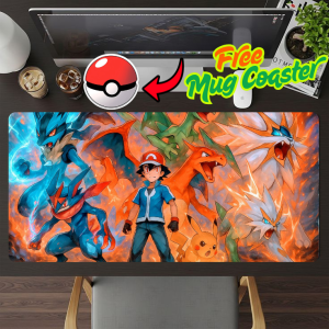 POKEMON GAMING MOUSE PAD WITH FREE MUG COASTER 70CM X 30XM X 3MM