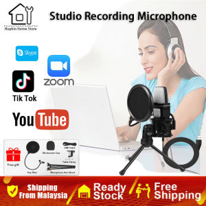 【Shipping From Malaysia】Studio Recording Microphone Sound Card full Set with Pop Filter Broadcast Microphone Sing Vocal Audio for PC for Phone for Live Stream