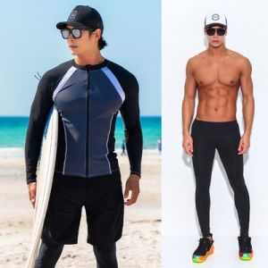 SAILBEE Mens UV Protect Surfing Rash Guard Long Sleeve Swimsuit Rashguard Surf Shirt M045