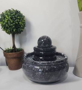 หินหมุนปรับฮวงจุ้ย หินแท้ แถมปั๊มน้ำ(สีดำลายหินอ่อน)