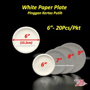 6"/ 7"/ 8"/ 9"Paper Plates 20‘s Disposable Paper Plates White Paper Plate Pinggan Kertas Putih