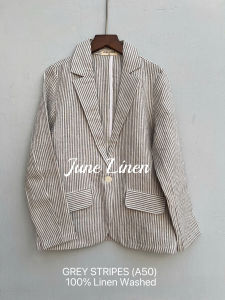 Blazer nữ tay dài Linen tưng washed xẻ tà sau. JUNE LINEN #A50