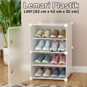 DTG INDONESIA  Rak Sepatu Portable 2 Kolom 4 Kotak Sendal Tebal Shoes Rack Minimalis Anti Debu Serbaguna Kotak Sepatu Portable Tempat Sepatu