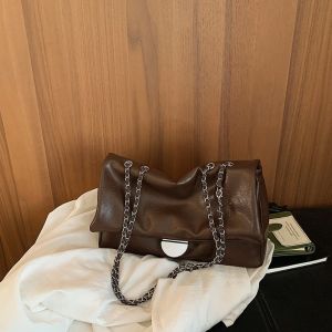 00DANZI00 Solid Color Shoulder Bag Simple Design Large Capacity Underarm Bag Stylish Chain Strap Chain Strap Handbag For Women