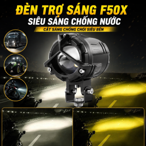 Đèn LED Bi Cầu F50X Trợ Sáng Chống Nước Cắt Sáng Chuẩn Cốt Vàng Pha Trắng Lắp Xe Máy Ô Tô