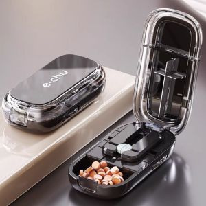 BLACKON Precise Cutting Portable Pill Cutter Dustproof Adjustable Pill Divider Case Reusable Detachable Daily Tablet Splitter Home