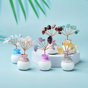 MUKANG White Crystal Vase Crystal Tree Model Multicolor Mini Tree Ornaments Creative Handicrafts Crystal Wishing Tree Ornaments Room