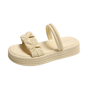 IELGY Dép nữ hở ngón màu trơn phẳng chống trượt đế mềm Xăng đan thoải mái mềm