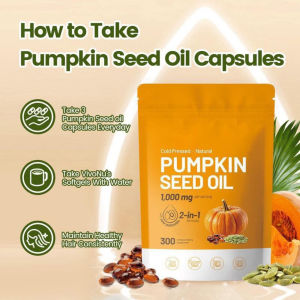 Men’s Daily Wellness Pumpkin Seed Oil Supplement 300 Softgels 1000mg Cold Pressed 2-in-1 Saw Palmetto Complex Clean Natural Blend for Busy Male Regular Body Care Routines