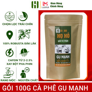 [Gu Mạnh] Gói 100g Cà phê rang xay pha phin Gu Mạnh - rang mộc nguyên chất dùng pha phin- đậm đắng mạnh mẽ cafein cao - cafe robusta thương hiệu cà phê Họ Hồ - TOP BÁN CHẠY TẾT 2022