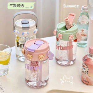 600/800ml Cute Kids Water Bottle BPA Free Leak Proof Portable Straw Cup Straw Cup With Handle