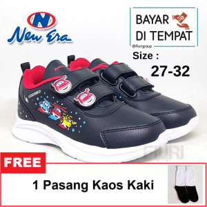 FIURI - NEW ERA - SUPER HELI V 27-32 HITAM MERAH - SEPATU SNEAKERS KANVAS SOL KARET ANAK KECIL LAKI-LAKI - SEPATU PUTRI DUYUNG KETS LUCU FASHION TRENDY - SEPATU SEKOLAH PAUD TK KRETEKAN PEREKAT ANAK COWOK MURAH PROMO DISKON BONUS KAOS KAKI