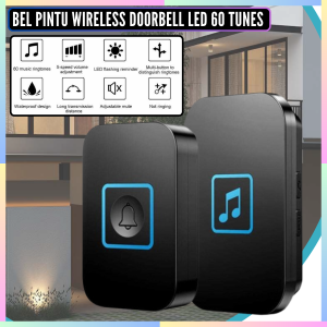 FAST DELIVERY Bel Pintu Rumah Tanpa Kabel Wireless Jarak Jauh LED 60 Nada Receiver & Transmitter