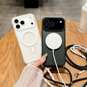 for Magsafe Candy Color Contrast Lanyard Case for Apple iPhone 17 ProMax 17 Pro Air 17Pro Crossbody Lanyard Necklace Matte Cover