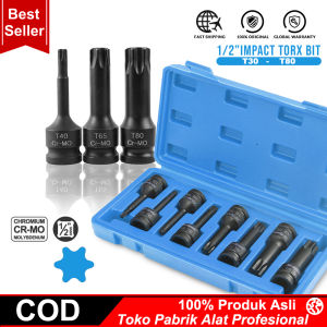 COOFARI Impact Socket Bits 1/2 Inch T30-T80 Driver Metric Star 10PCS Torx Hex Spline Ratchet Screwdriver Bit