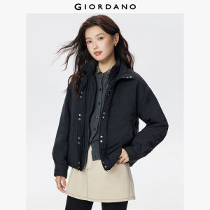 Giordano Beau Monde Women Fake two-piece loose padded jacket Free Shipping 13375662