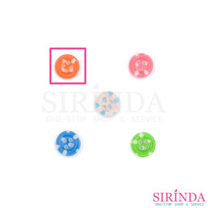 กระดุมเรซิ่นผ้าลายจุด4รู (11.43มิล) (0001170)