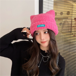 Devil Horn Hat Little Devil Hat Plush Cat Ear Hat Cute Funny Beanie Skullies Beanie Fleece Warm Cat Ear Beanie