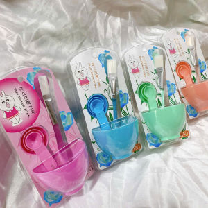 Bộ dụng cụ trộn mặt nạ cao cấp dùng trong spa - Bộ 4 Dụng Cụ Bát Trộn Que Nhựa Cọ Lông Cọ Silicon Muỗng Đông