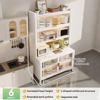BMZAR Kitchen Pegboard Storage Cabinet Drawer doors Carbon Steel Multifunctional Dustproof Cupboard With sintered stone countertop