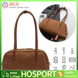 【HCS】 Shoulder Bag for Women Multi Pocket Handbag Faux Suede Solid Color Tote Purse Zipper for Work Shopping