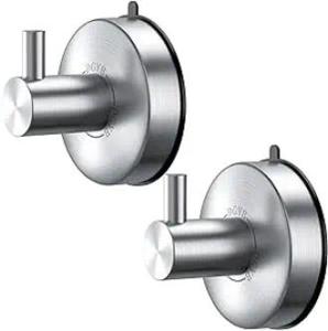 【Super low price】Suction Cup Hooks for Shower Brushed Nickel Towel Hooks Hanger Bathrooms SUS 304 Stainless Steel Hooks Home Storage Holder Hook