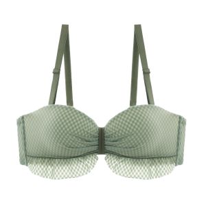 ULEEK butterfly plaid sweet Japanese cute little bra gathered without steel ring bra anti-sagging girl underwear set