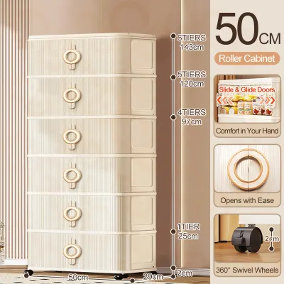 CD Cabinet for Clothes Sliding Curtain Door White Wardrobe Clothes Storage Durabox Cabient Organizer with Wheels