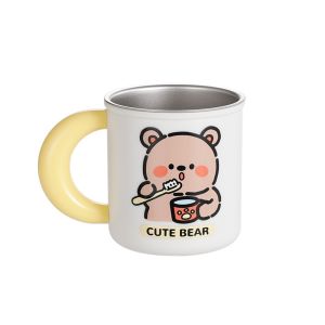 YANGS Anti Mildew Mouthwash Cup Stainless Steel with Handle Childrens Rinsing Mug Thicken Anti-drop Toothbrush Cup for Kids Household Use