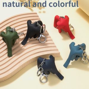 PURETEN Genuine Leather Lucky Elephant Keychain Handmade Gift Elephant Pendant Creative Multiple Styles Backpack Accessories Bag